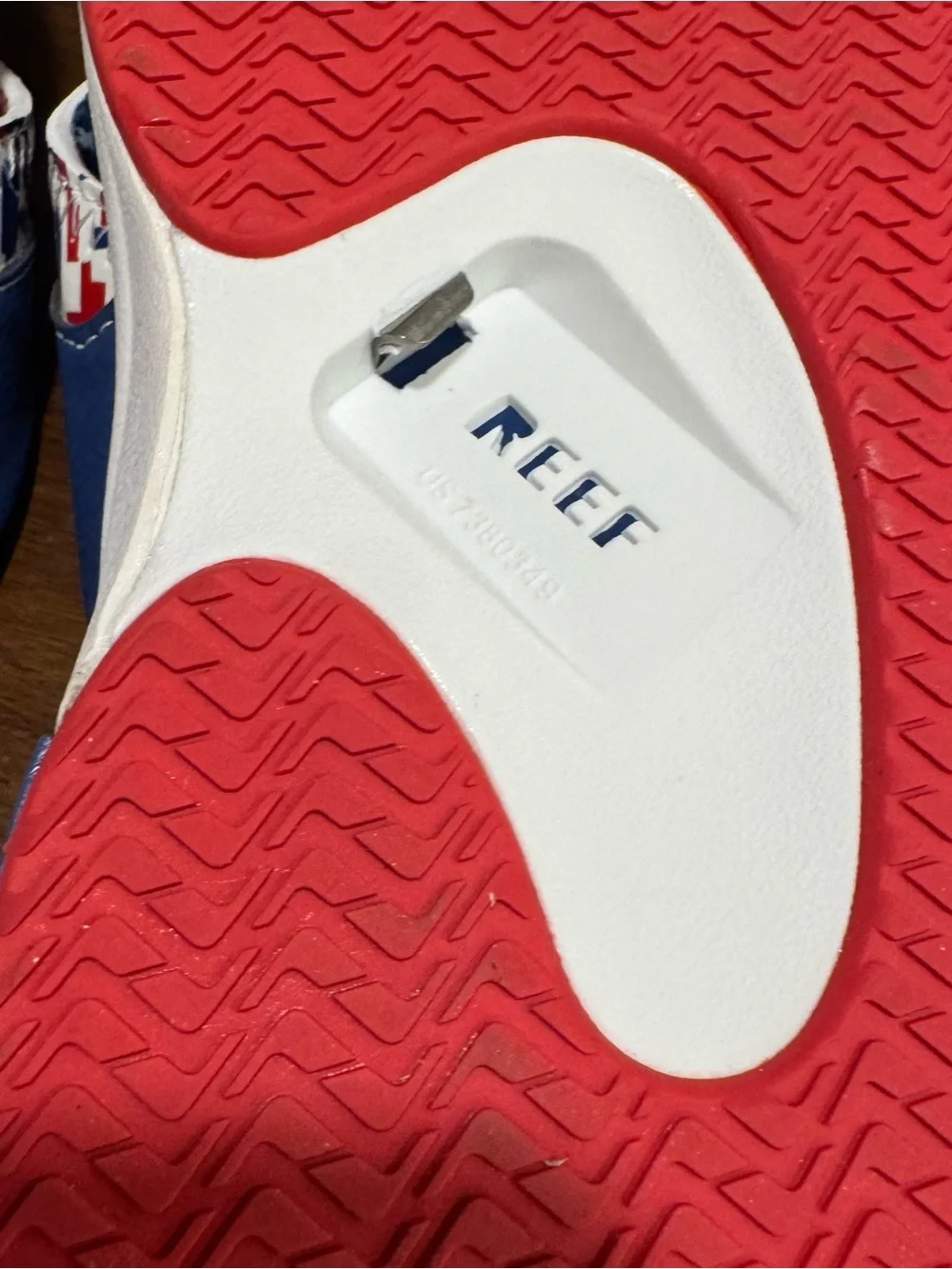Reef Fanning Flip Flops Mens 10 Patriotic Red White Blue Bottle Opener American